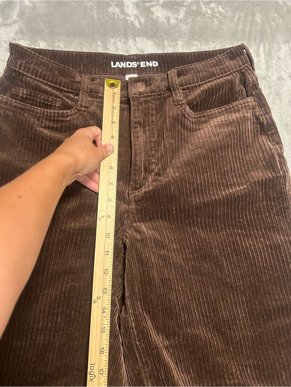 Lands End Corduroy Barrel Leg Pants Women’s 8P Petite Brown - Picture 6 of 7